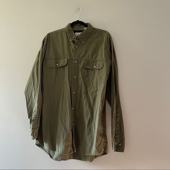Vintage Bimini Bay Olive Green Button Up Dress Shirt Cotton - Picture 1 of 6
